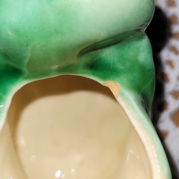 Vintage Porcelain Trinket Planter - Elf Pixie Gnome on a Green Shoe - Plant-pot - Picture 10 of 11